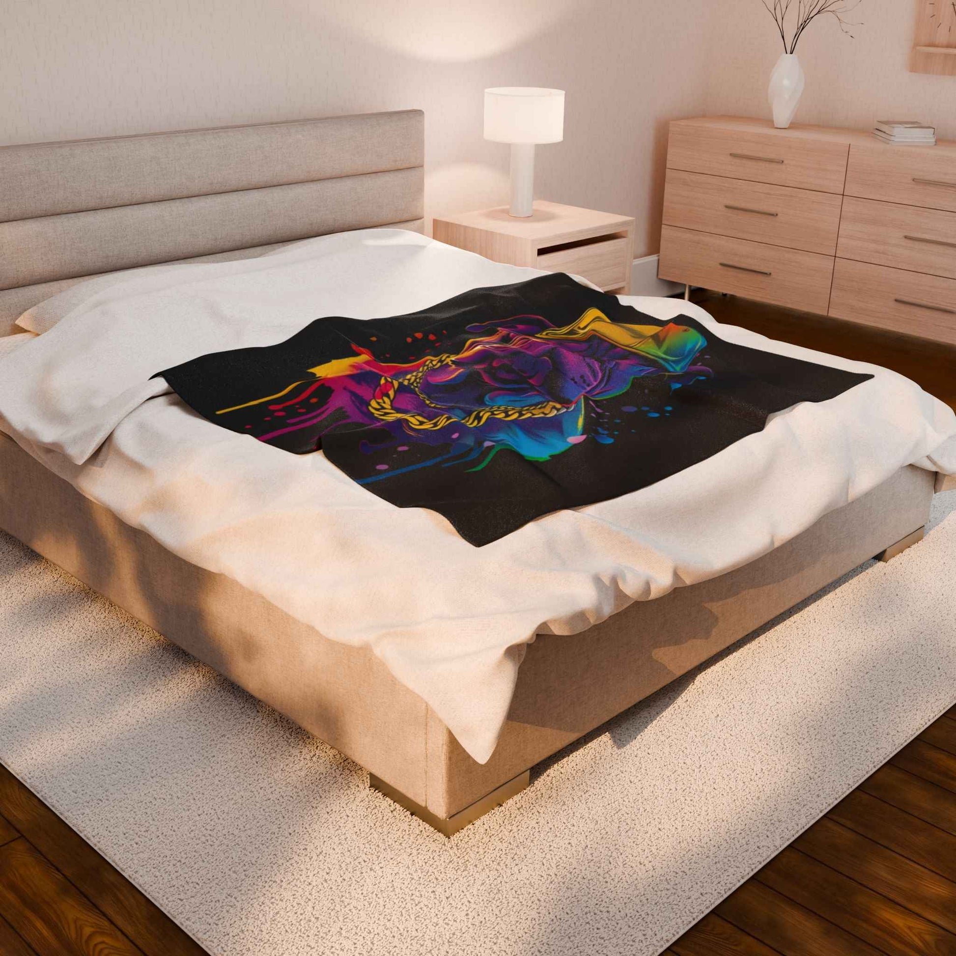 Vibrant Dog-Themed Plush Blanket