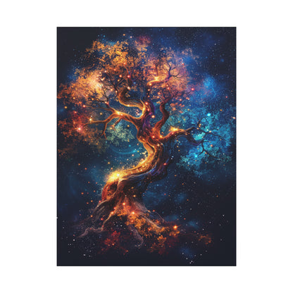 Galactic Tree Canvas Print, Vibrant Cosmic Art, Home Décor, Gift for Nature Lovers, Unique Wall Art, Space-Themed Decoration - VYBE Shop