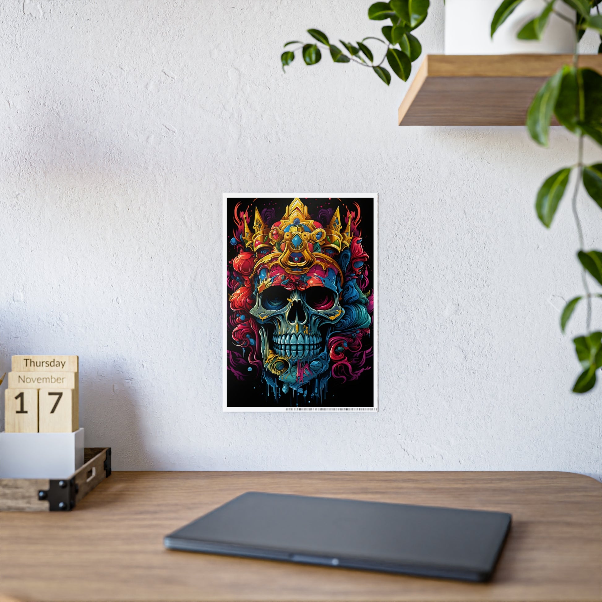 Vibrant Skull Art Poster - Glossy Colorful Home Decor - VYBE Shop