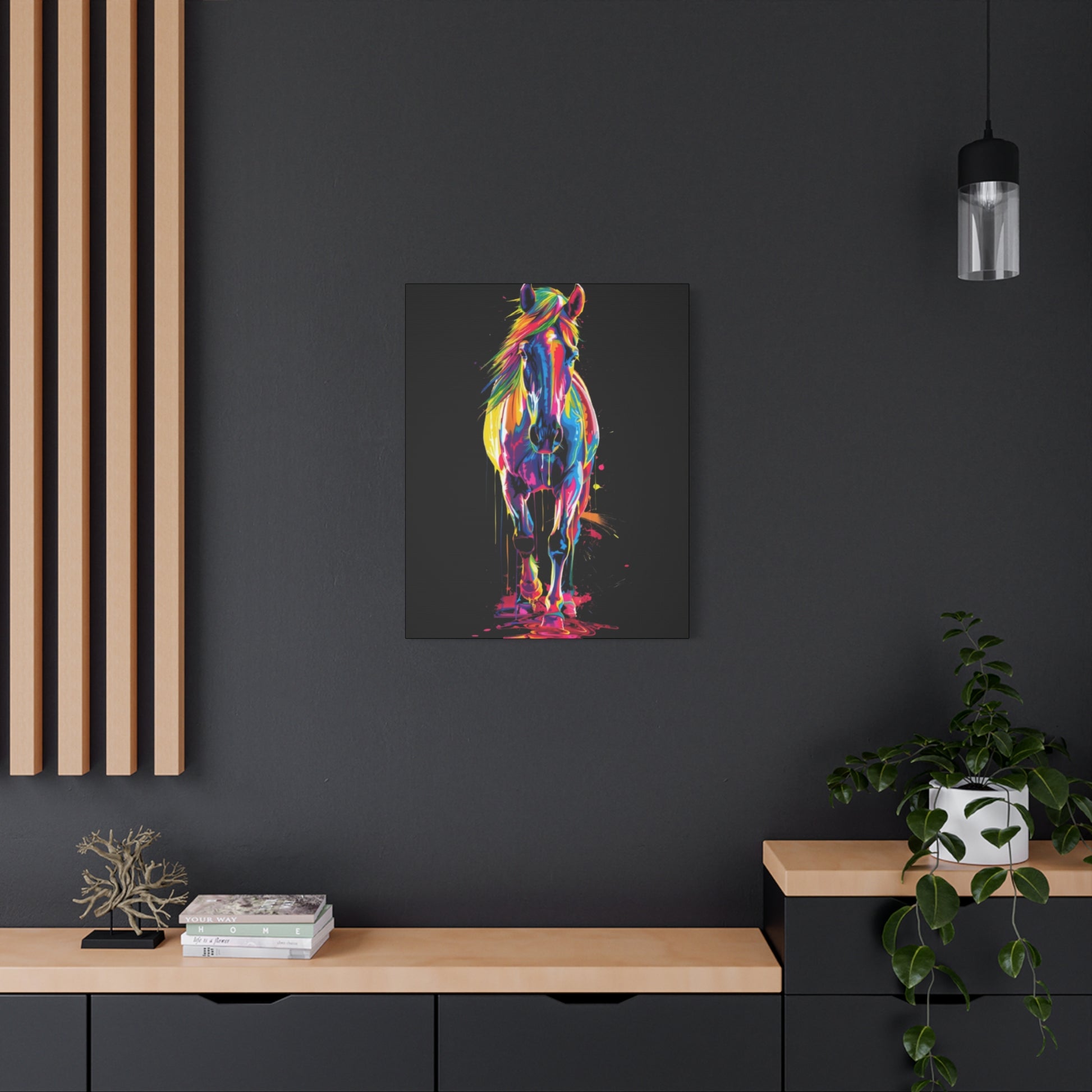 Neon Horse Canvas Art Print, Colorful Wall Decor for Animal Lovers, Horse Lover Gift, Equine Home Decor, Art for Kids Room - VYBE Shop