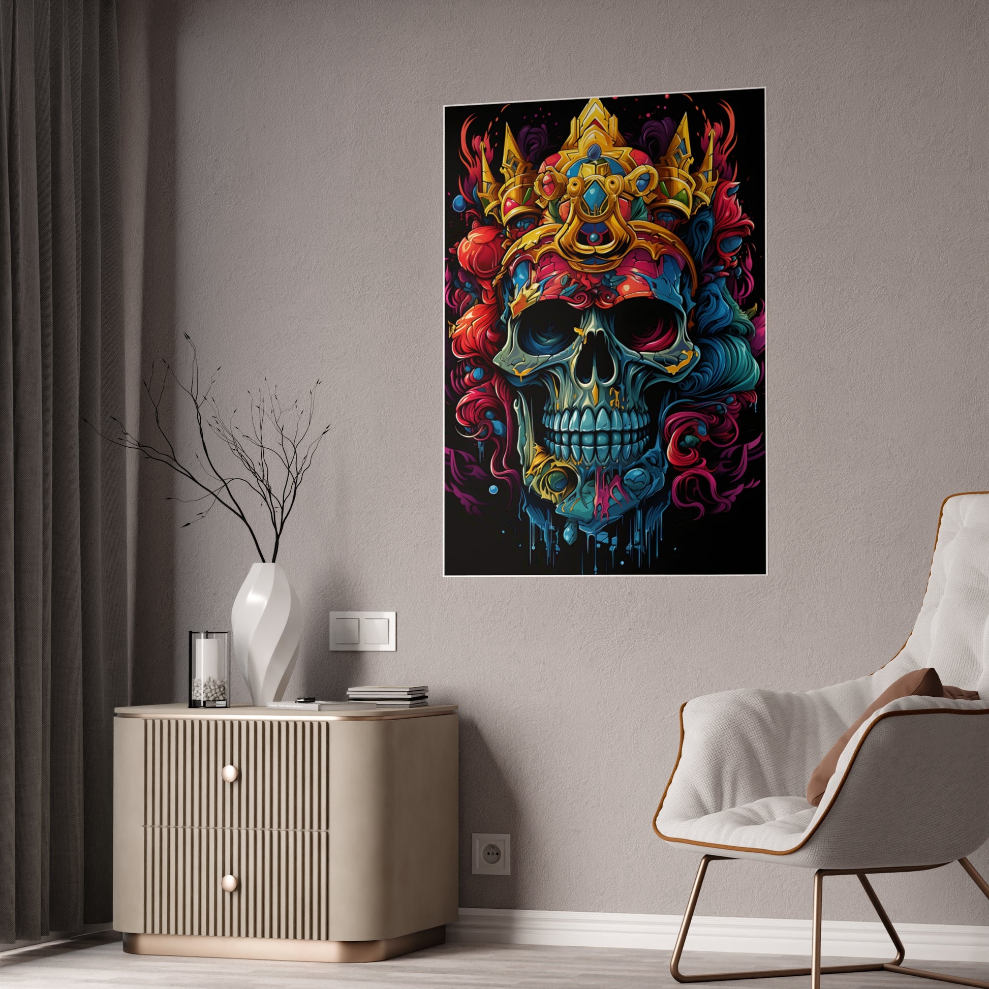 Vibrant Skull Art Poster - Glossy Colorful Home Decor - VYBE Shop
