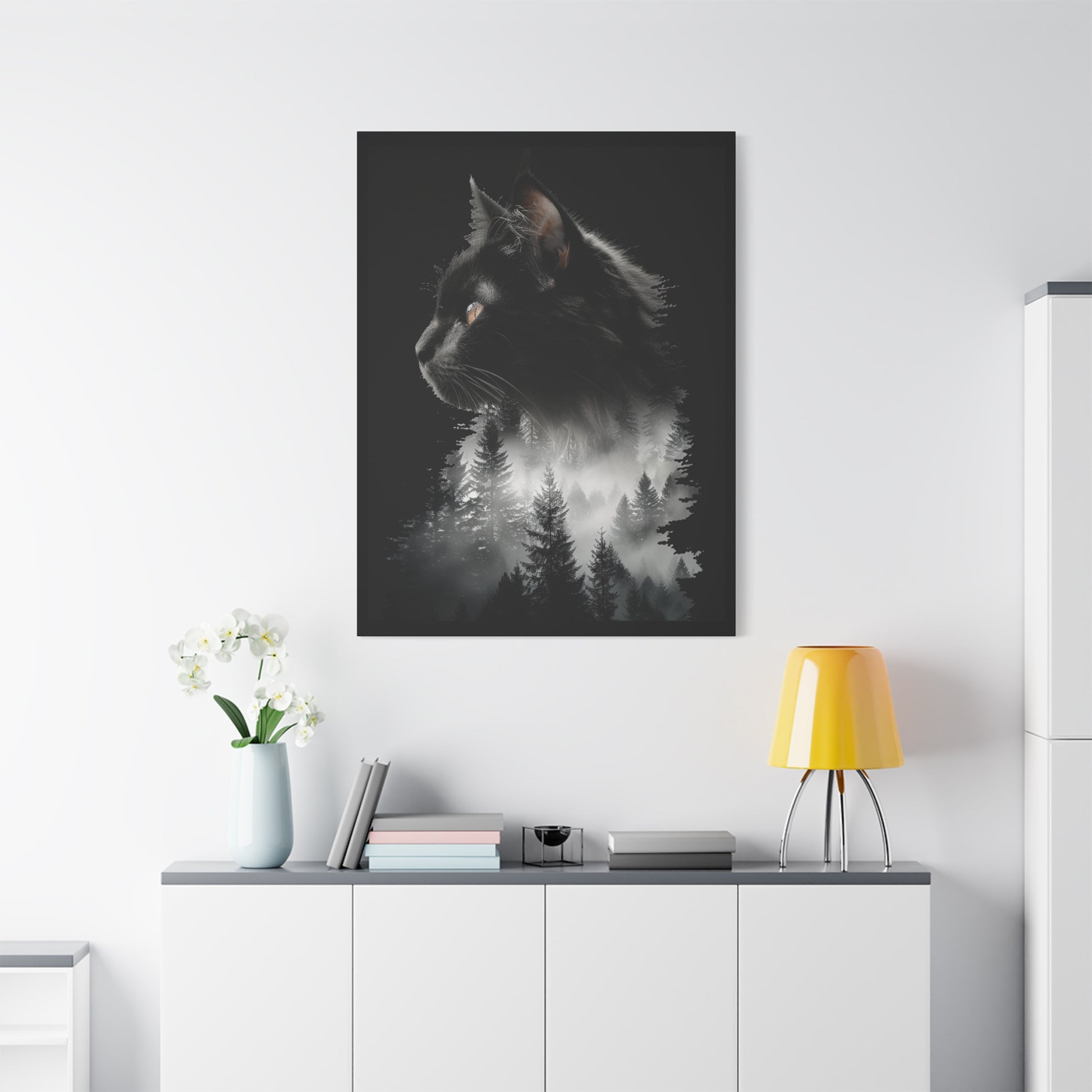Mystical Cat Forest Canvas Print, Home Decor Art, Cat Lover Gift, Unique Wall Art, Pet Memorial - VYBE Shop