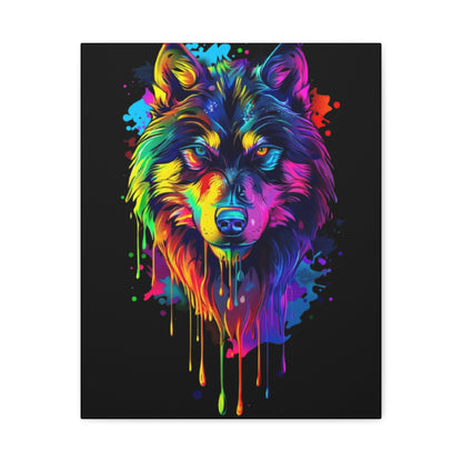 Neon Wolf Canvas Wall Art, Colorful Animal Decor, Home Office Decoration, Unique Gift for Nature Lovers, Modern Art Print, Wildlife [...] - VYBE Shop