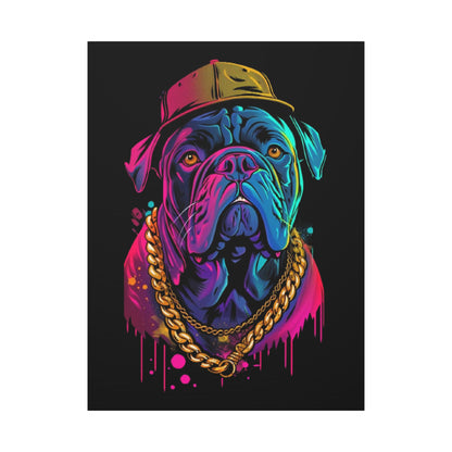 Neon Bulldog Canvas Art, Colorful Dog Wall Decor, Funky Pet Portrait, Dog Lover Gift, Unique Home Decoration - VYBE Shop