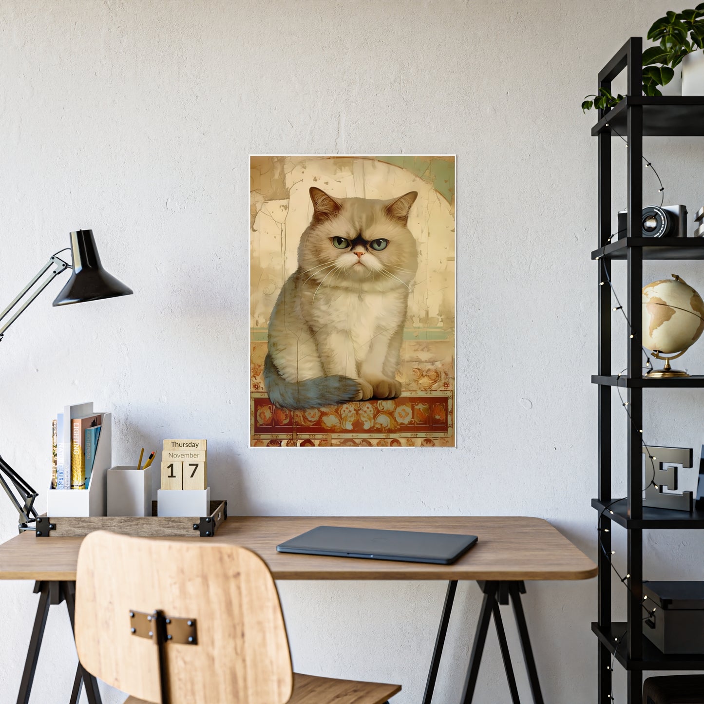 Glossy Cat Art Poster, Cat Lover Decor, Unique Cat Print - VYBE Shop