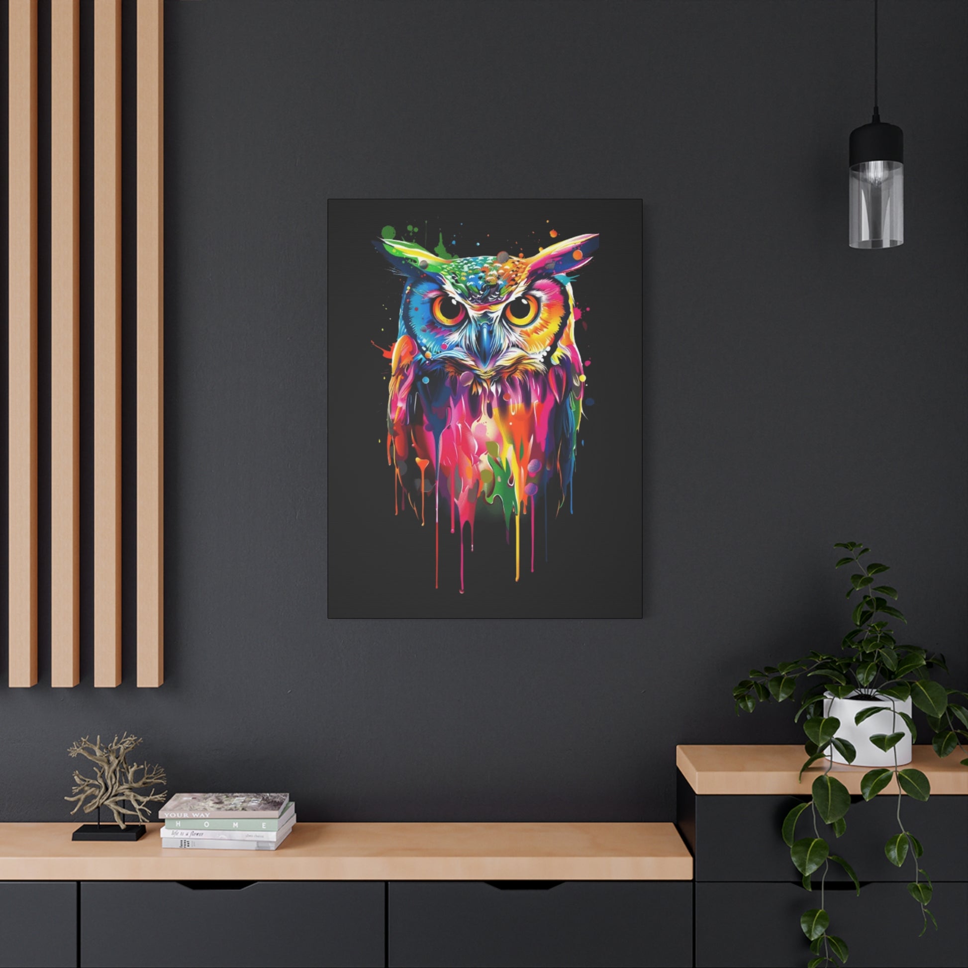 Neon Owl Matte Canvas Framed Print - VYBE Shop