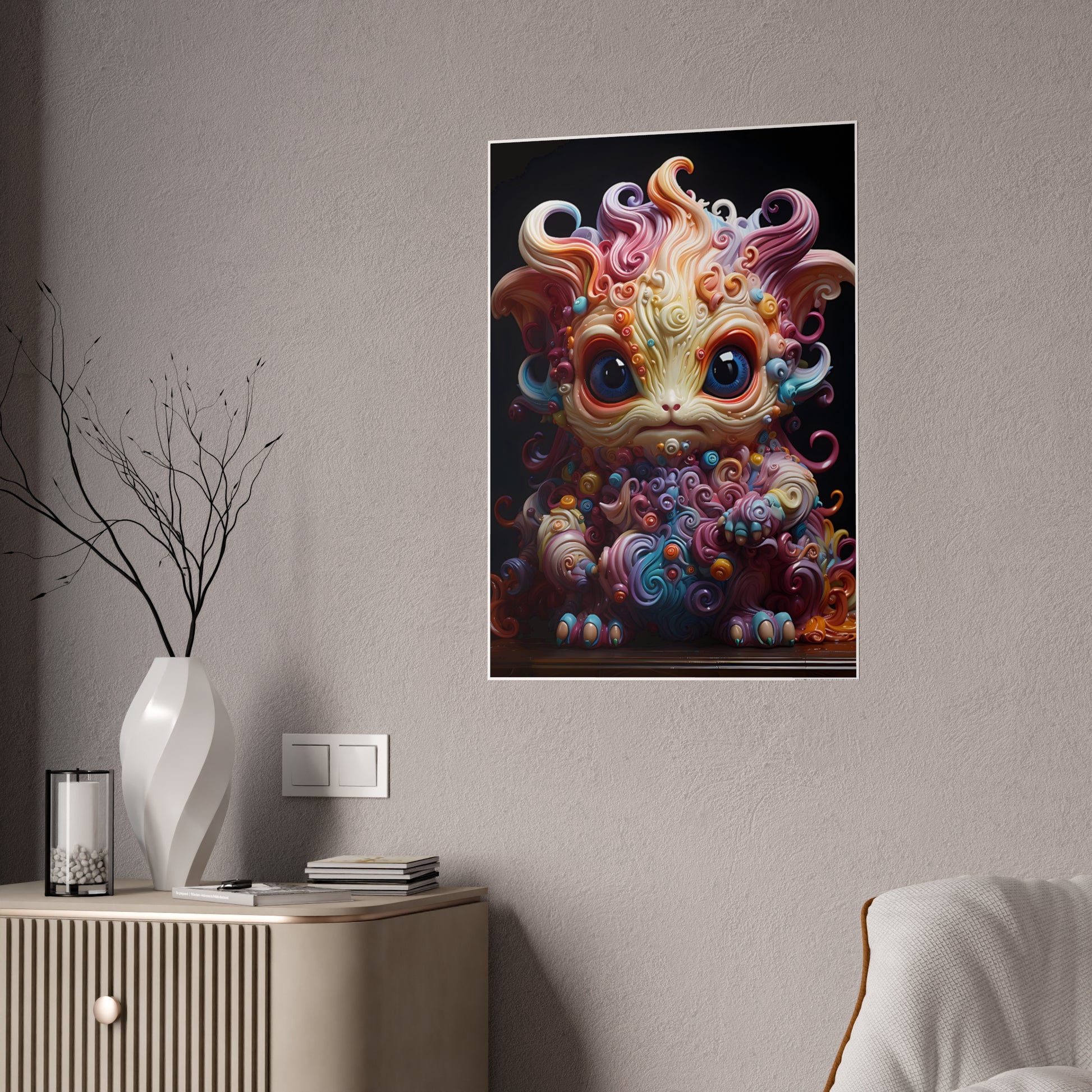 Colorful Monster Art Poster, Cute Creature Wall Art - VYBE Shop