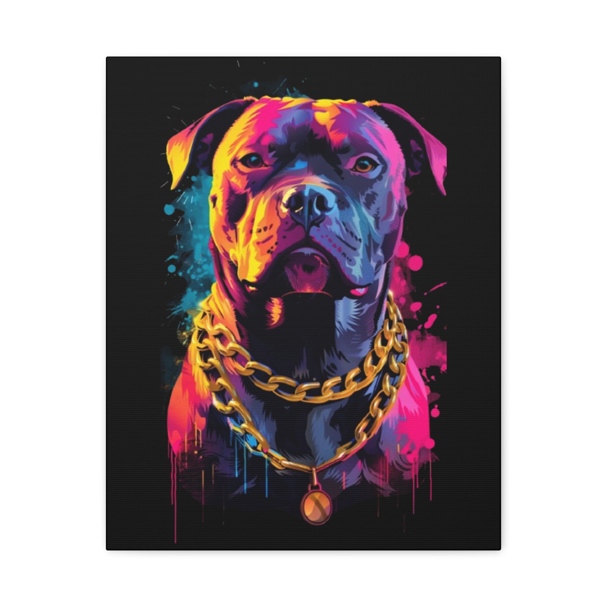 Neon Dog Portrait Canvas Art, Dog Lover Gift, Home Decor, Unique Wall Art, Pet Memorial Decoration, Colorful Art Print - VYBE Shop