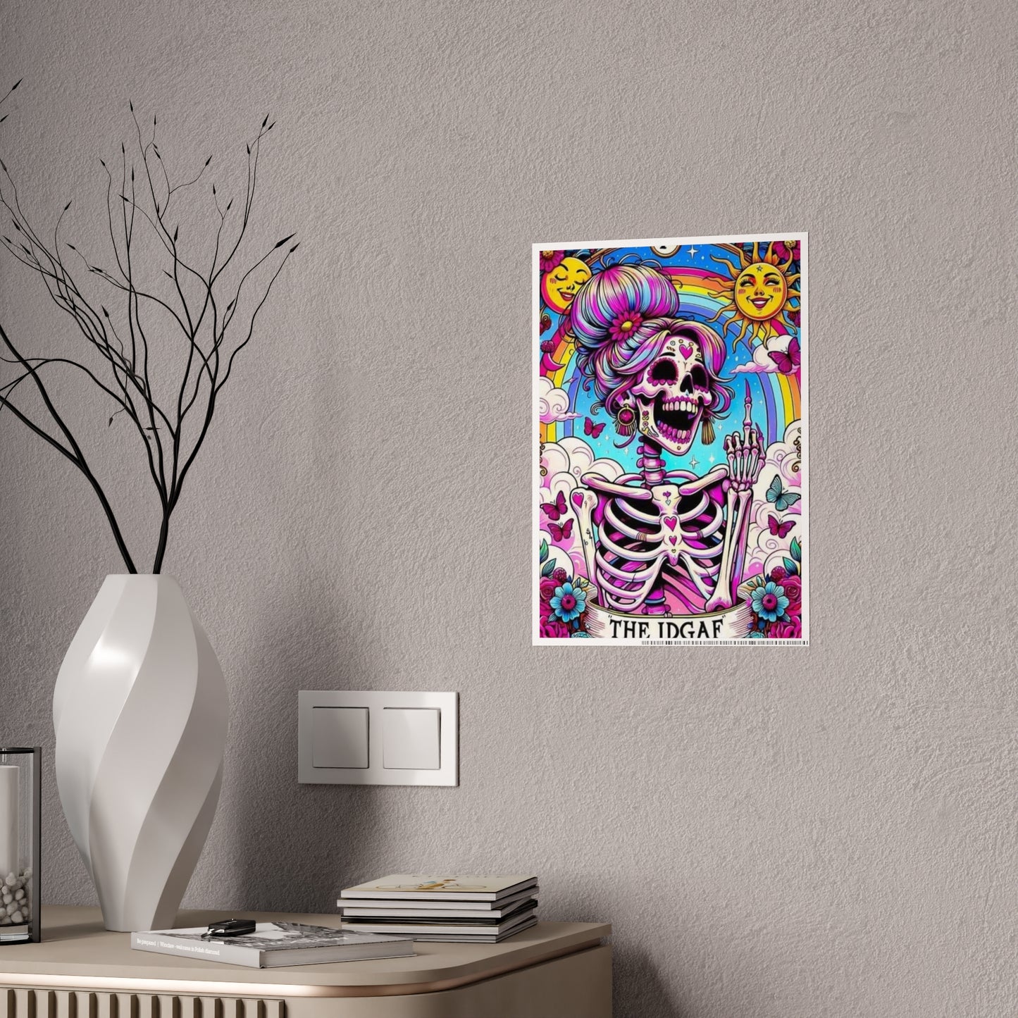 Idgaf Skeleton Wall Poster, Tarot - VYBE Shop