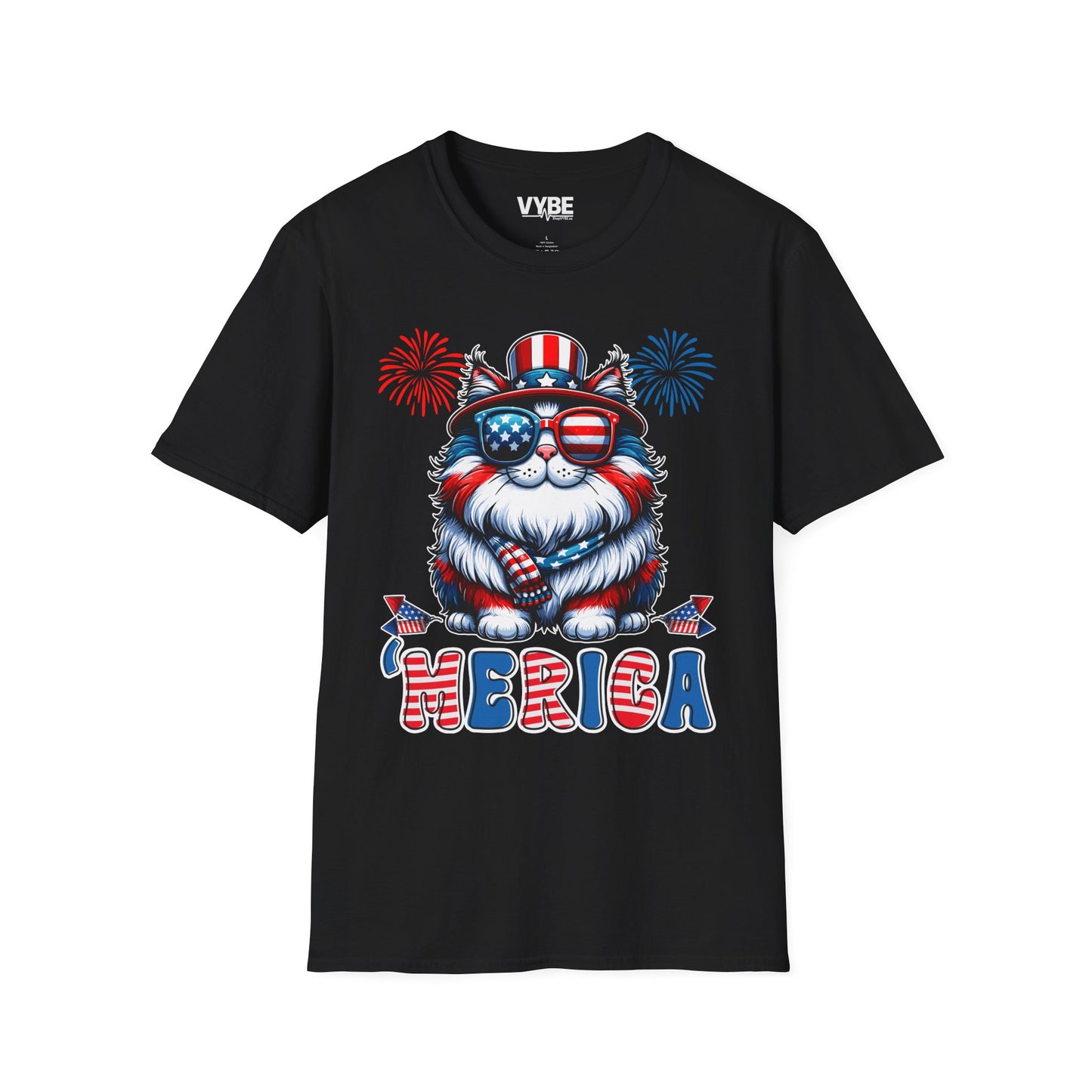 Patriotic 'Merica Cat T-Shirt - VYBE
