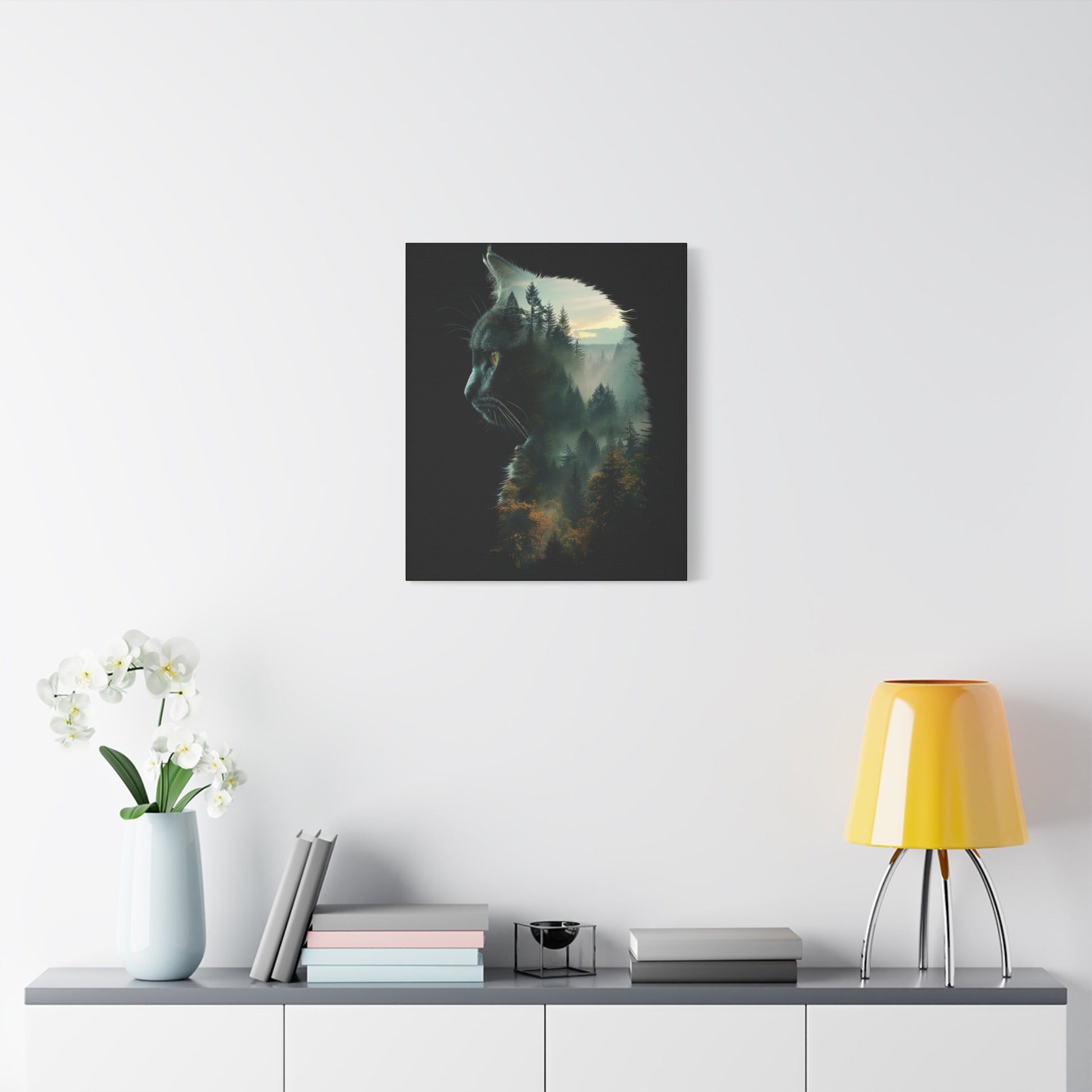 Cat Forest Matte Canvas Wall Art | Feline Home Decor, Gift for Cat Lovers, Nature Art Print, Unique Wall Decor, Cat-Themed Gift - VYBE Shop
