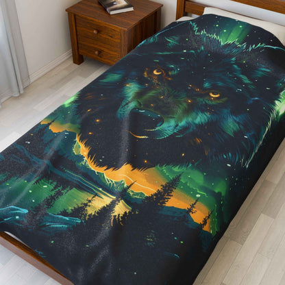 Majestic Wolf Plush Blanket