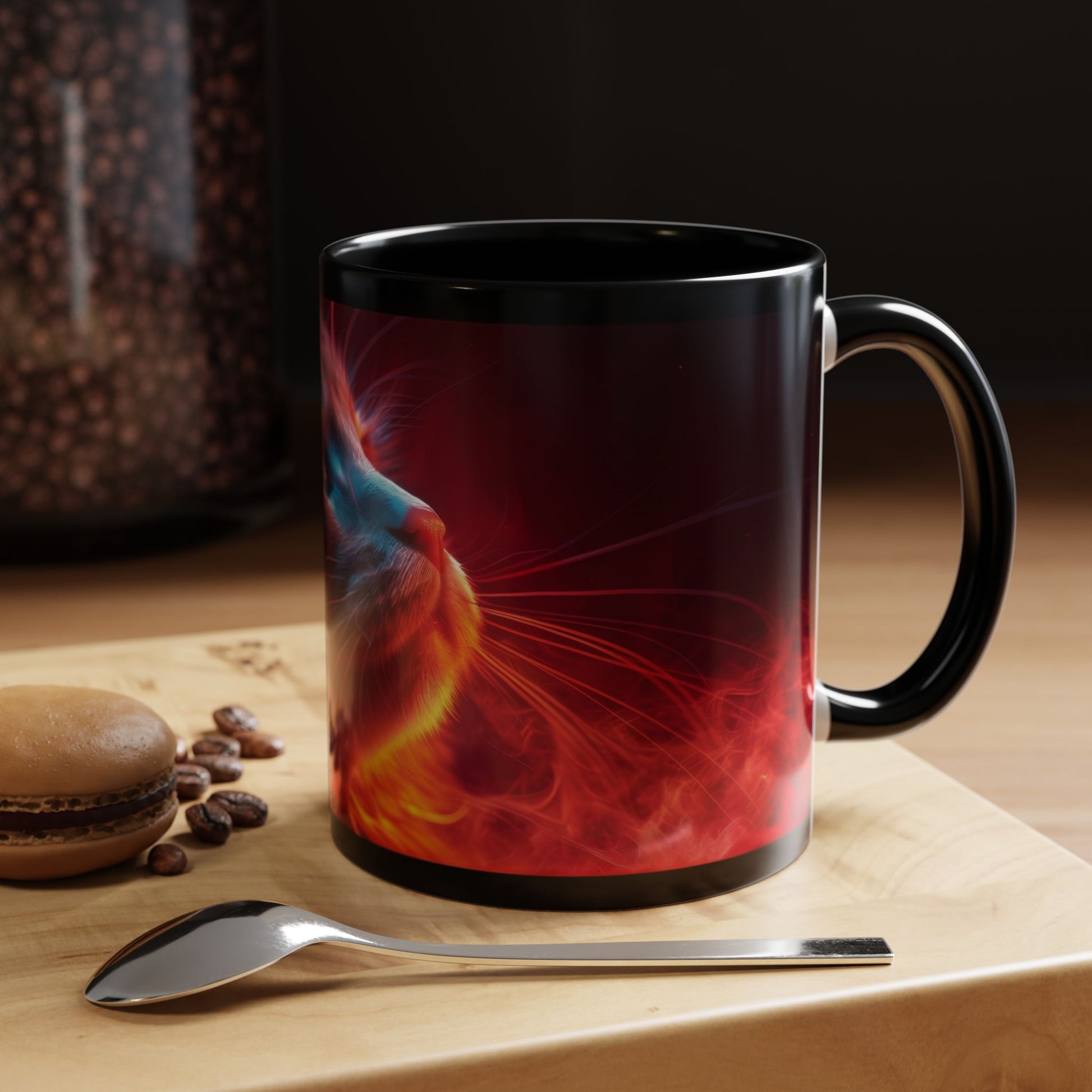 Cosmic Cat Coffee Mug - Vibrant Colorful Design, Cat Lover Gift, Unique Accented Mug, Pet Owner Gift, Cosmic Art Drinkware - VYBE