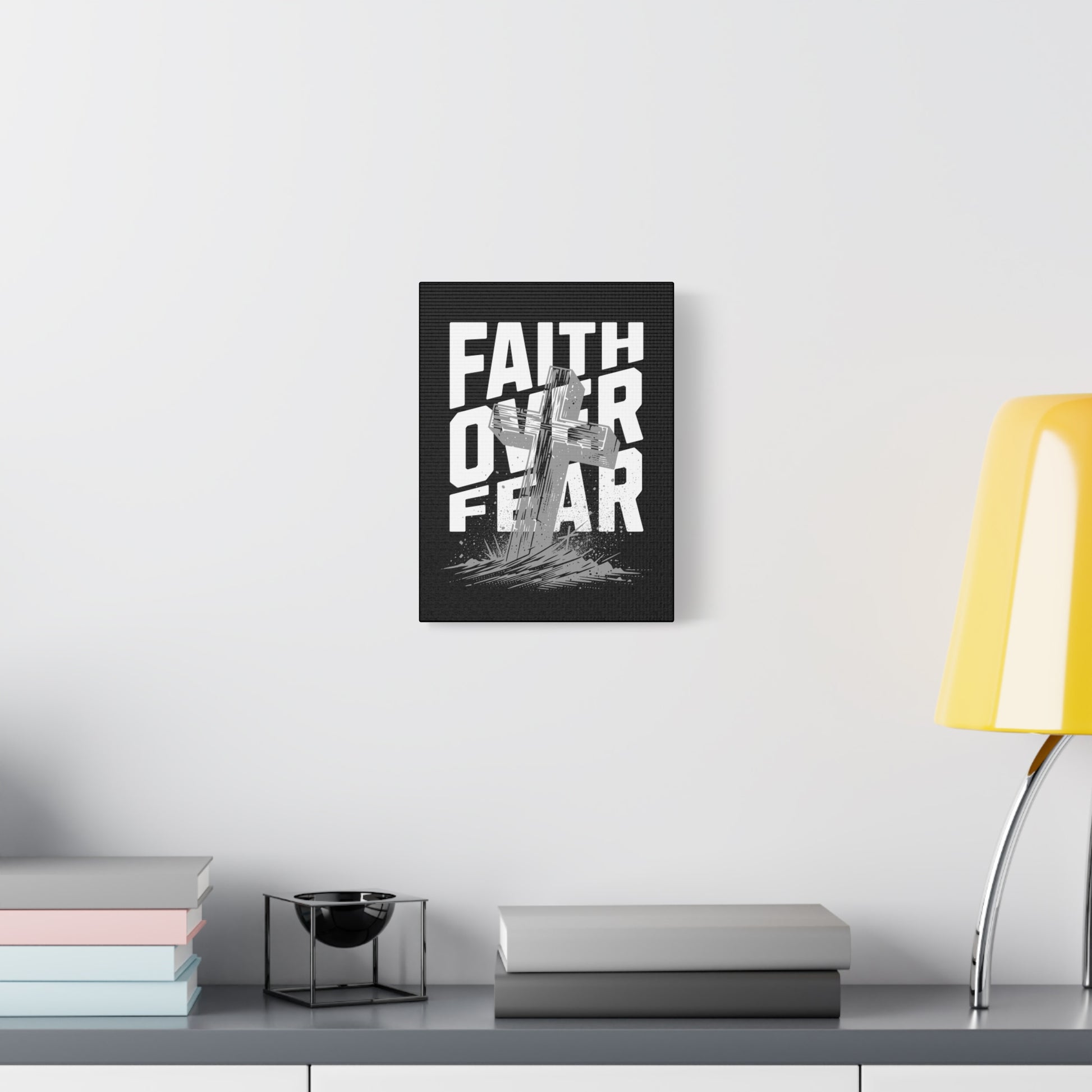 Religion- Faith Over Fear Canvas Print, Inspirational Wall Art, Religious Home Decor - VYBE Shop