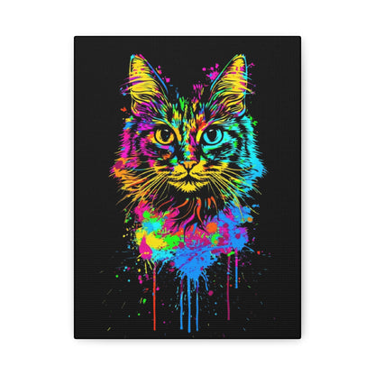 Neon Cat Design Matte Canvas Framed Print - VYBE Shop