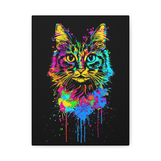 Neon Cat Design Matte Canvas Framed Print - VYBE Shop