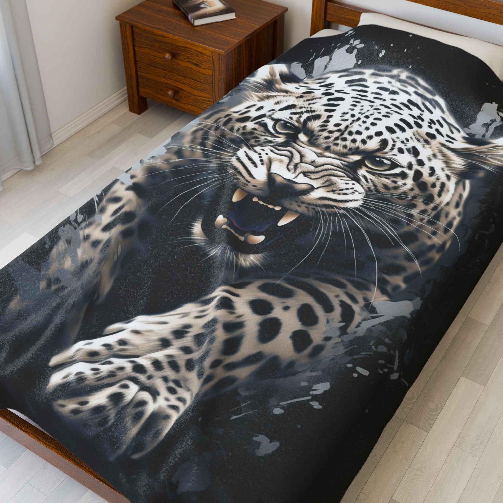 Fierce Leopard Plush Blanket
