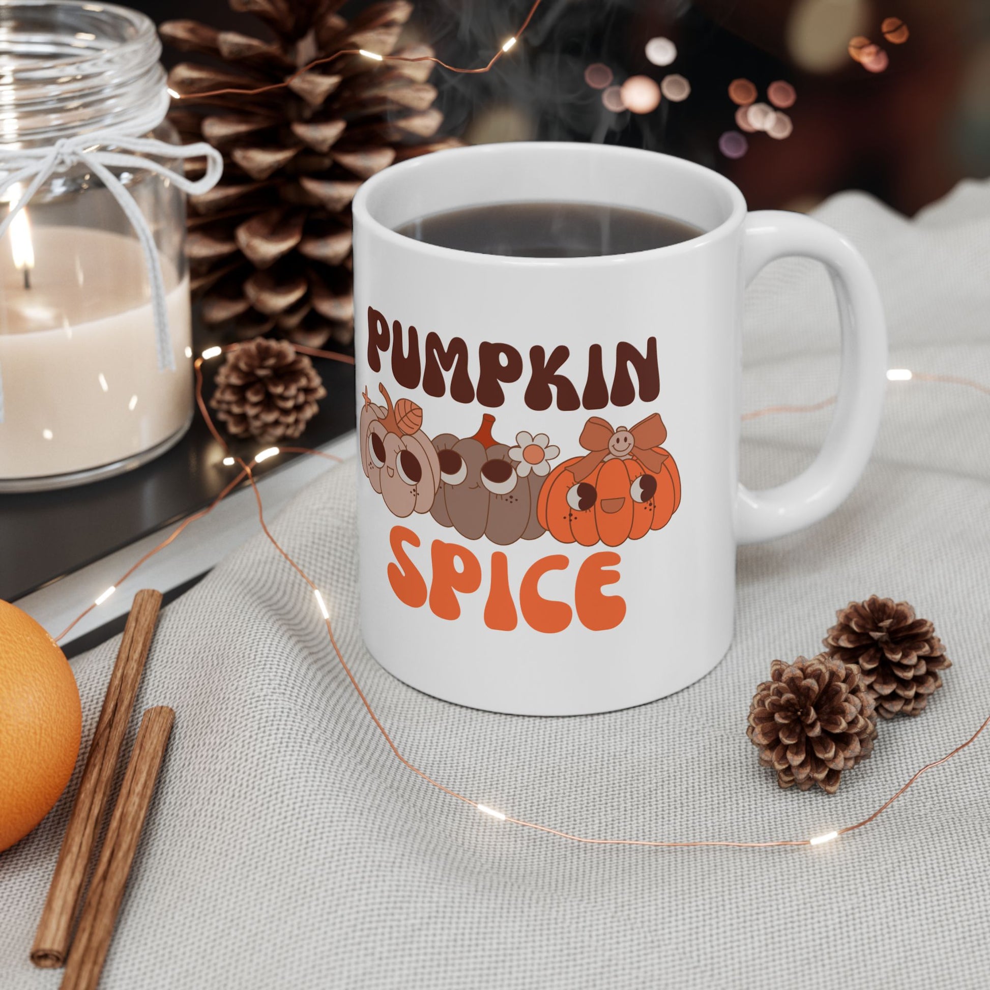 Pumpkin Spice Mug, Cute Fall Coffee Cup, Autumn Beverage Mug, Halloween, Thanksgiving Gift, Cozy Seasonal Decor - VYBE Shop