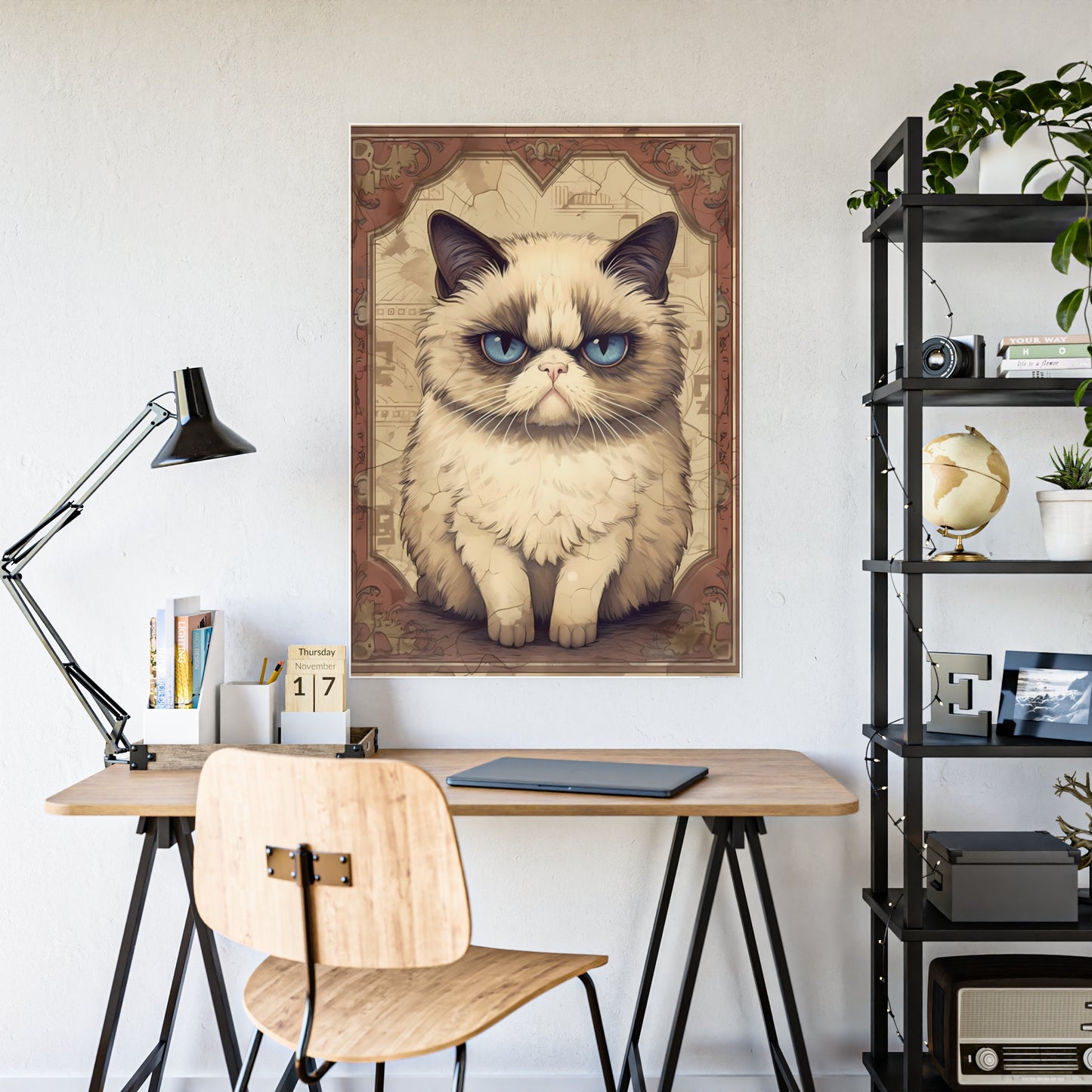 Grumpy Cat Art Poster, Cute Cat Poster - VYBE Shop