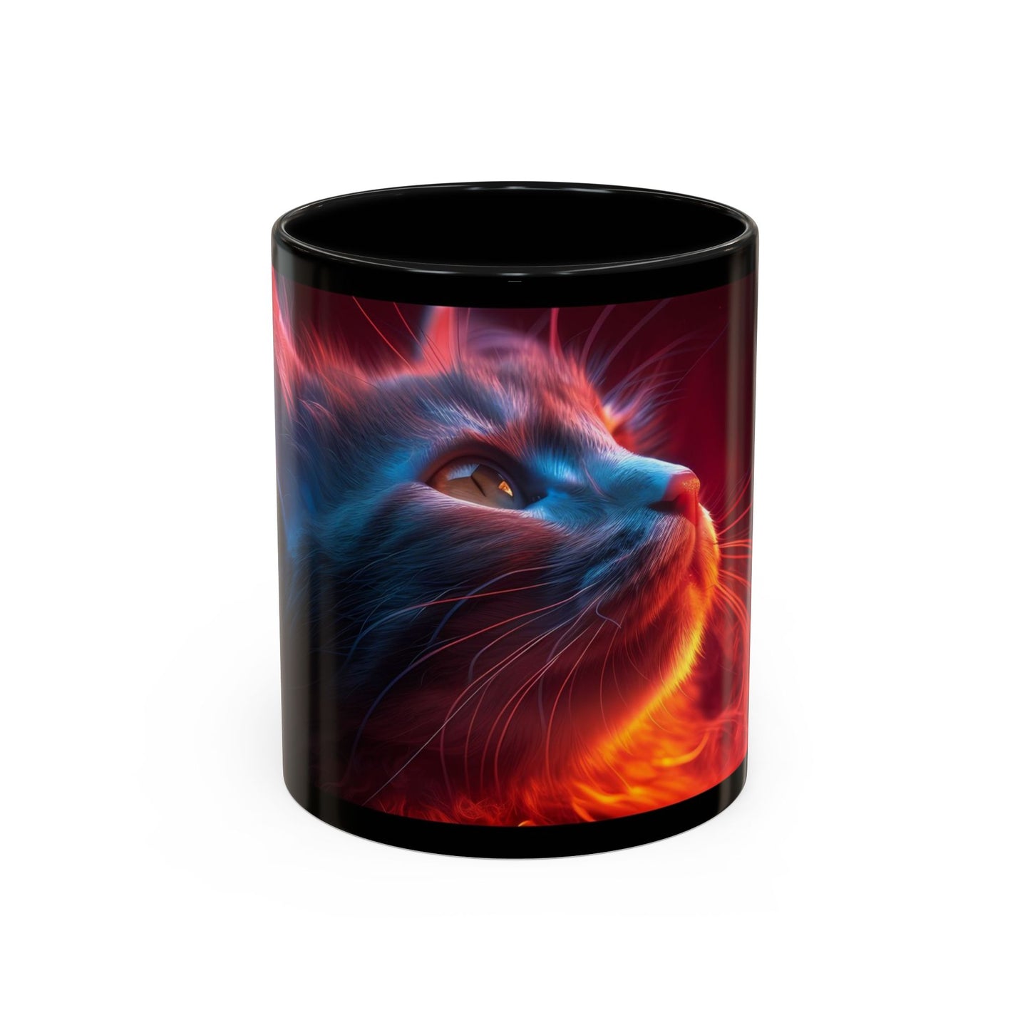 Cosmic Cat Coffee Mug - Vibrant Colorful Design, Cat Lover Gift, Unique Accented Mug, Pet Owner Gift, Cosmic Art Drinkware - VYBE