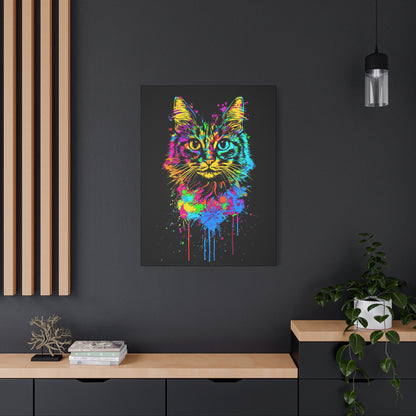 Neon Cat Design Matte Canvas Framed Print - VYBE Shop