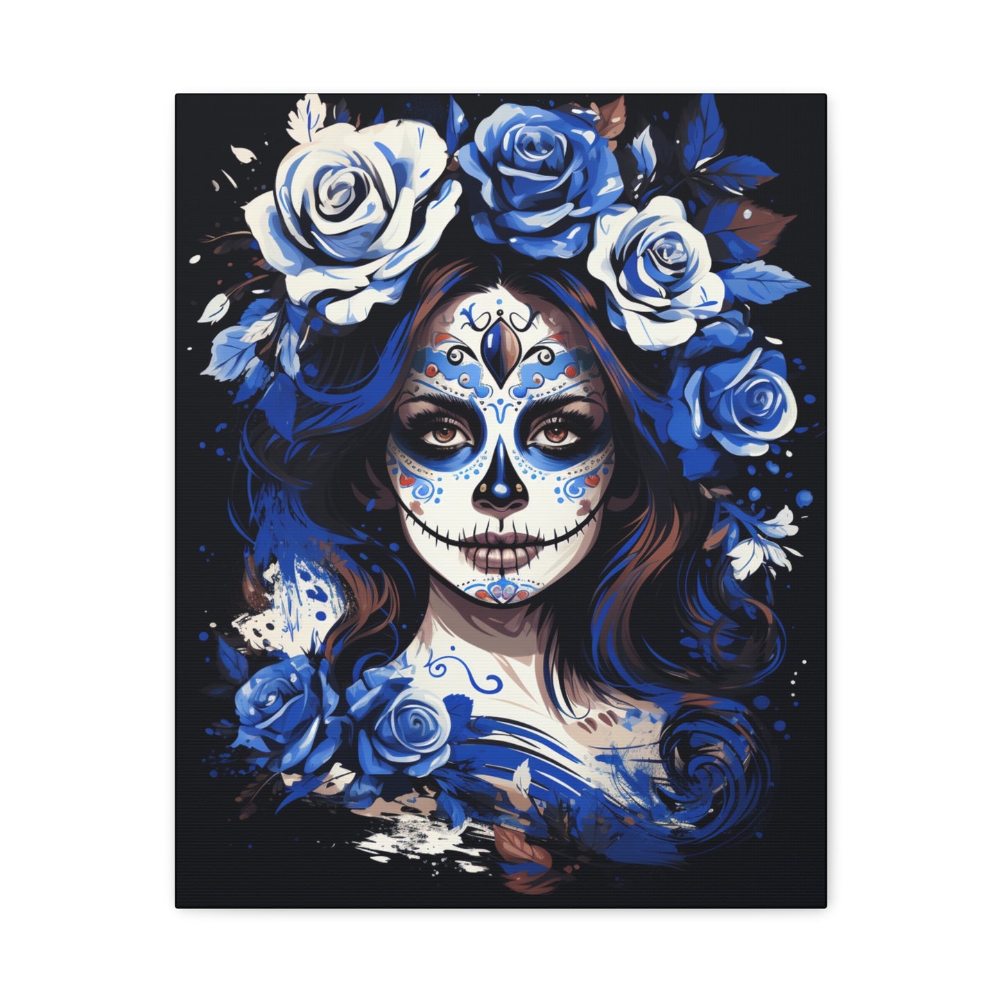 Vibrant Sugar Skull Canvas Art, Day of the Dead Decor, Wall Art, Gift for Art Lovers, Unique Home Decoration, Boho Style Art - VYBE Shop