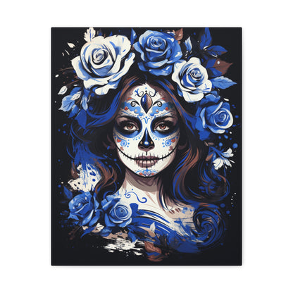 Vibrant Sugar Skull Canvas Art, Day of the Dead Decor, Wall Art, Gift for Art Lovers, Unique Home Decoration, Boho Style Art - VYBE Shop
