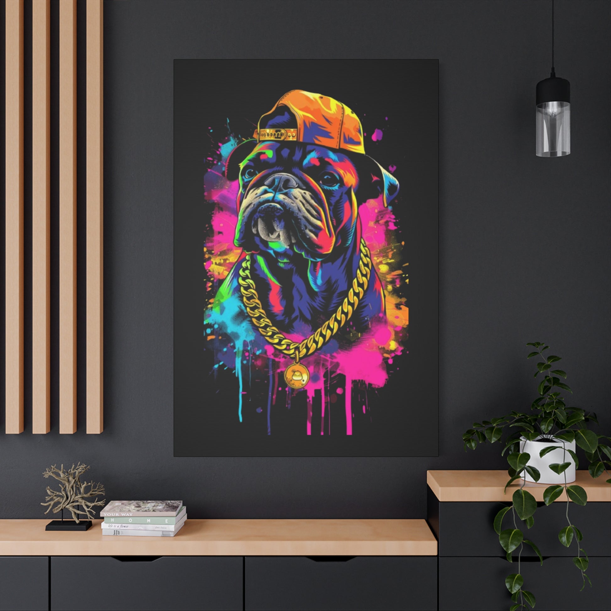 Vibrant Dog In Chain Canvas Print - VYBE Shop