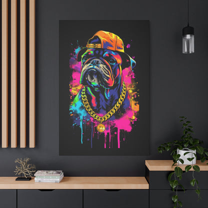 Vibrant Dog In Chain Canvas Print - VYBE Shop