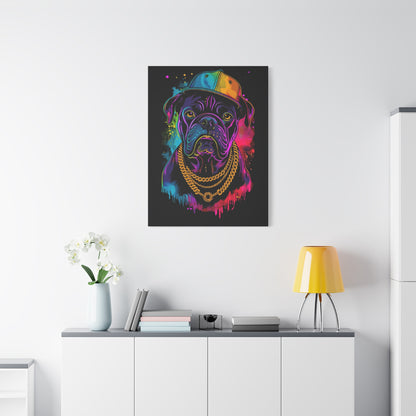 Neon Dog In Chain Matte Canvas, Stretched, 1.25" - VYBE Shop