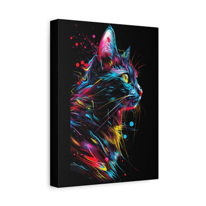 Neon Cat Design Matte Canvas Framed Print - VYBE Shop