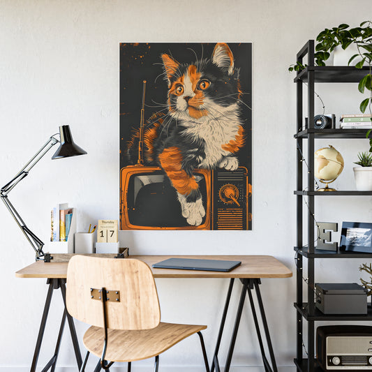 Cat Vintage Cat Art Print - Retro Animal Wall Art Gloss Poster for Cat Lovers - VYBE Shop