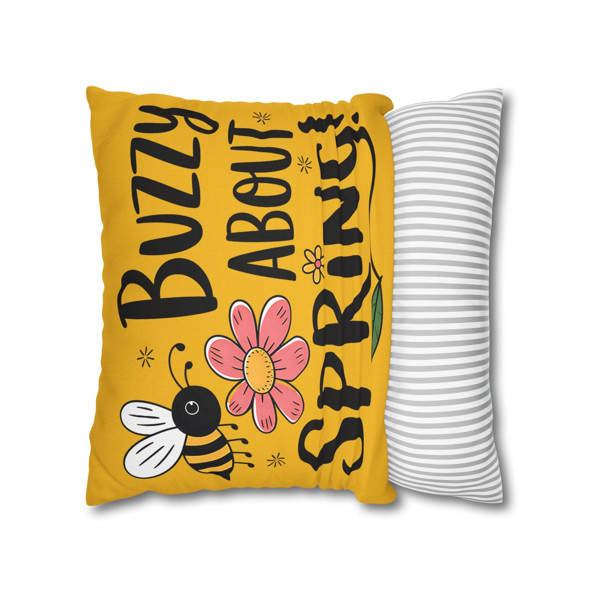 Buzzing Spring Pillowcase - Bee Themed Decorative Cushion Cover for Spring Home Decor and Floral Accent Gifts - VYBE Shop