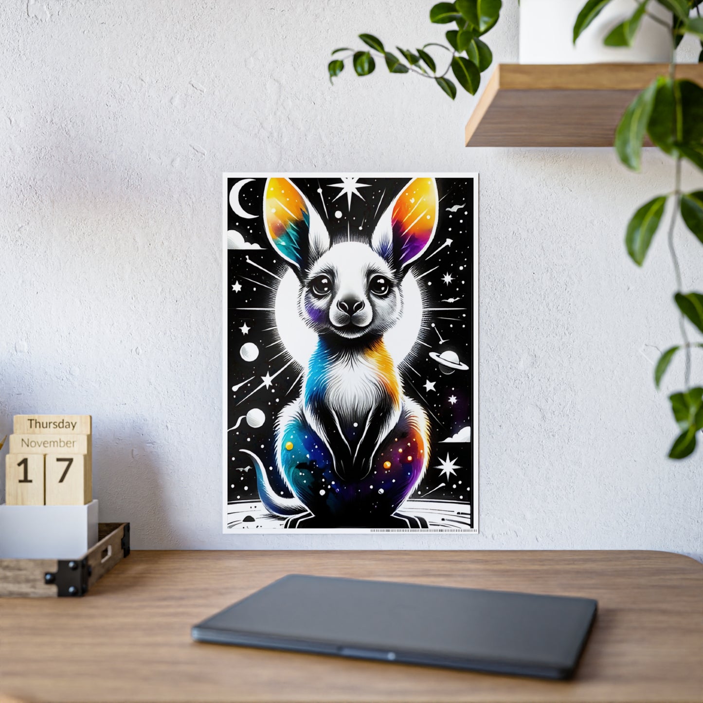 Vibrant Animal Wall Art Print, Glossy Poster of Colorful Rabbit Design - VYBE Shop