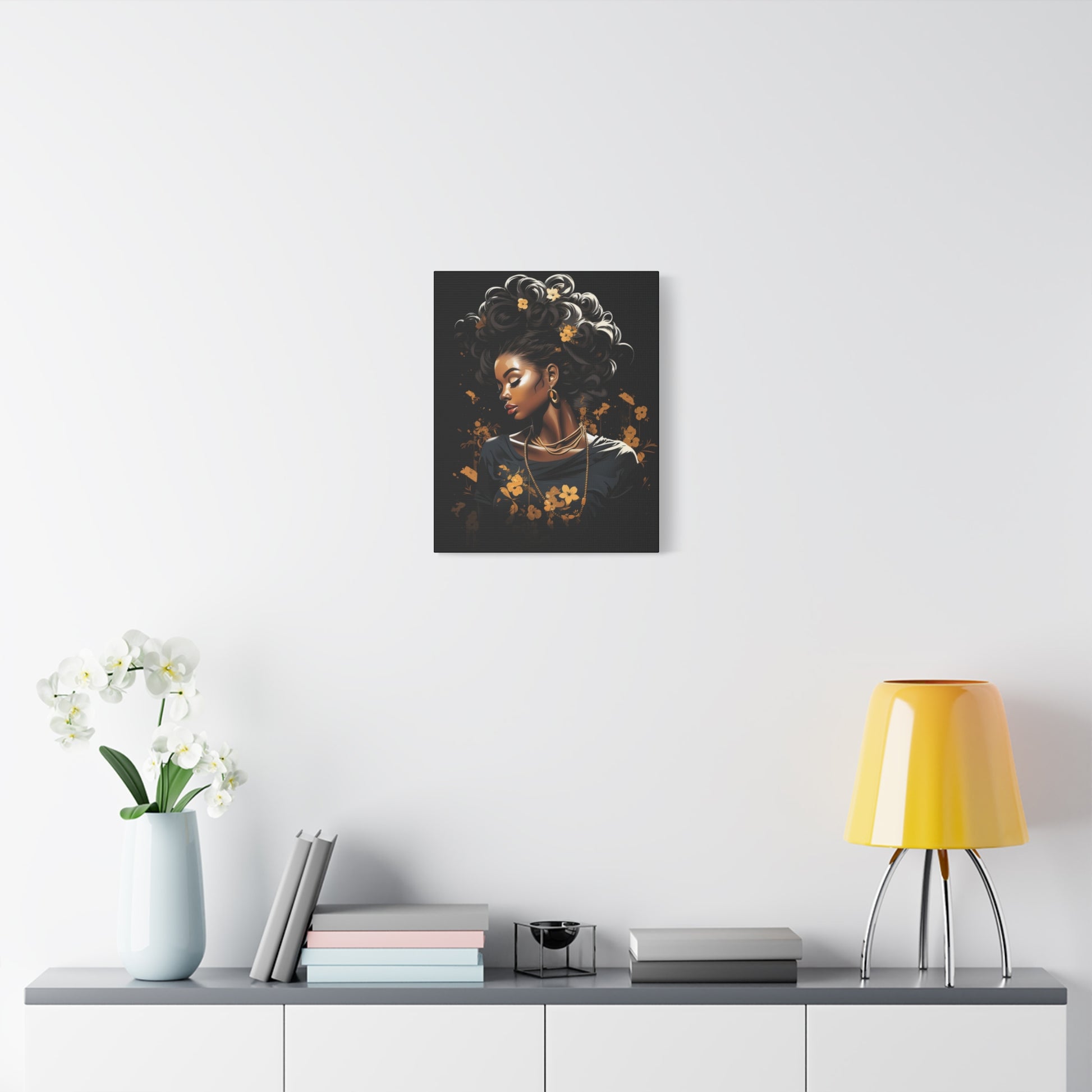 Bold Afro Woman Canvas Art, Black Art Print, Floral Wall Decor, Modern Home Decor, African American Artwork - VYBE Shop