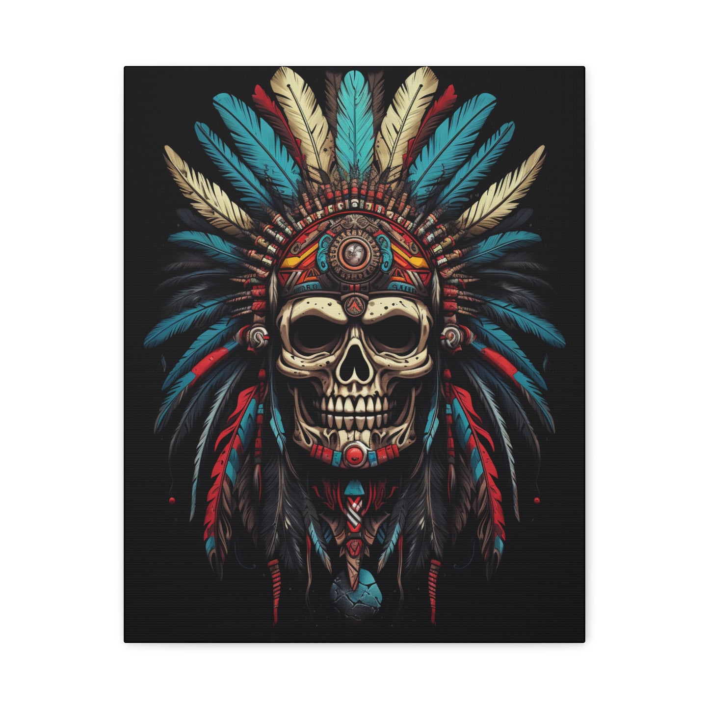 Bohemian Skull Canvas Art Print, Stretched Wall Decor, Unique Skull Artwork, Home Office Decoration, Ideal Gift for Art Lovers - VYBE Shop