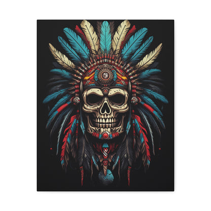 Bohemian Skull Canvas Art Print, Stretched Wall Decor, Unique Skull Artwork, Home Office Decoration, Ideal Gift for Art Lovers - VYBE Shop