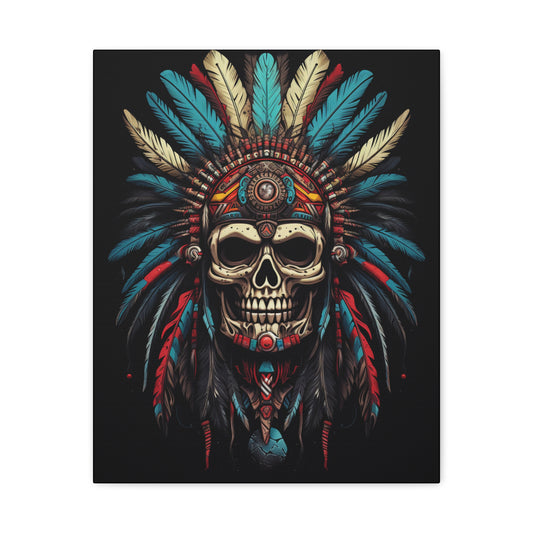 Bohemian Skull Canvas Art Print, Stretched Wall Decor, Unique Skull Artwork, Home Office Decoration, Ideal Gift for Art Lovers - VYBE Shop