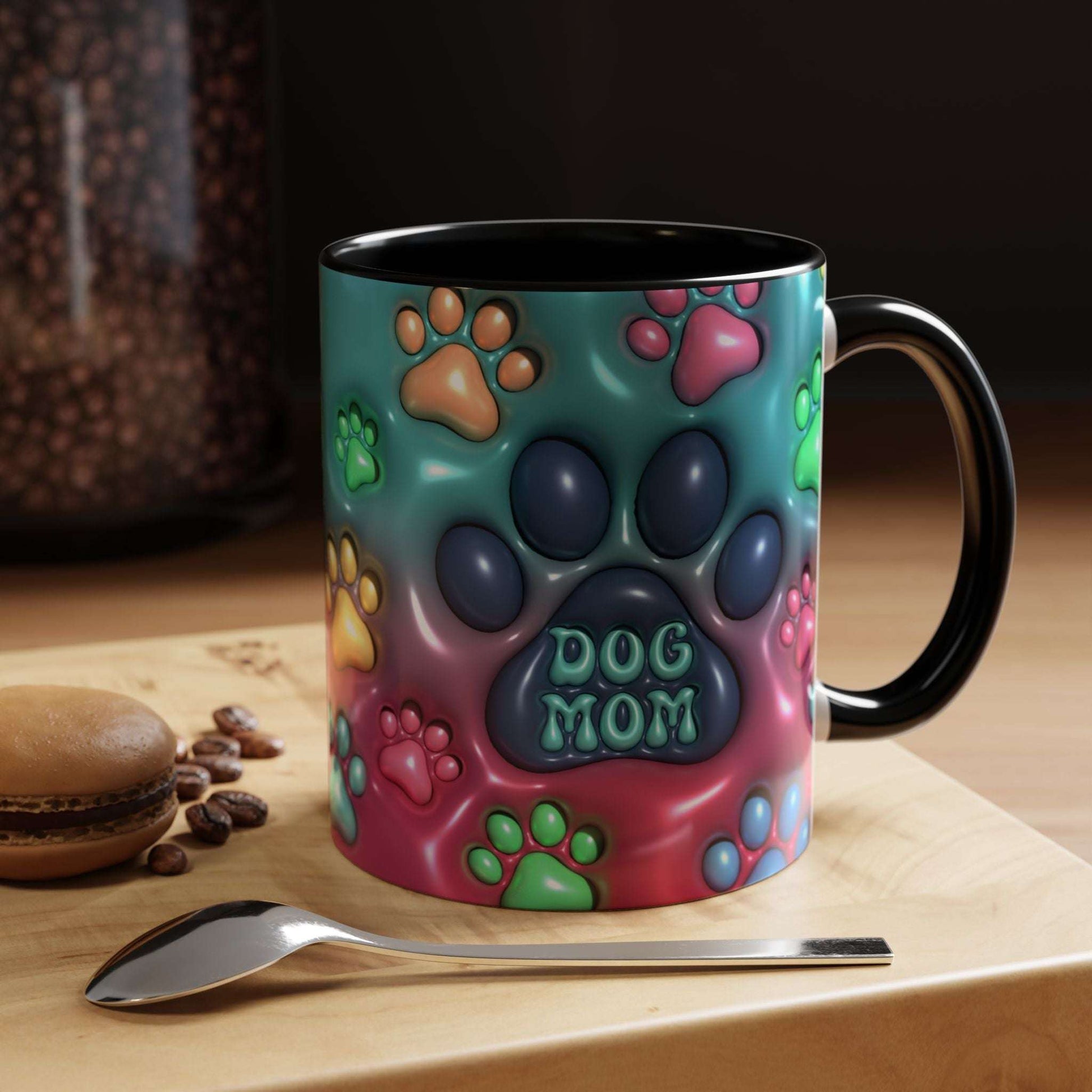 Colorful Dog Mom Coffee Mug, Inflated 3d Design, 11Oz or 15Oz - VYBE