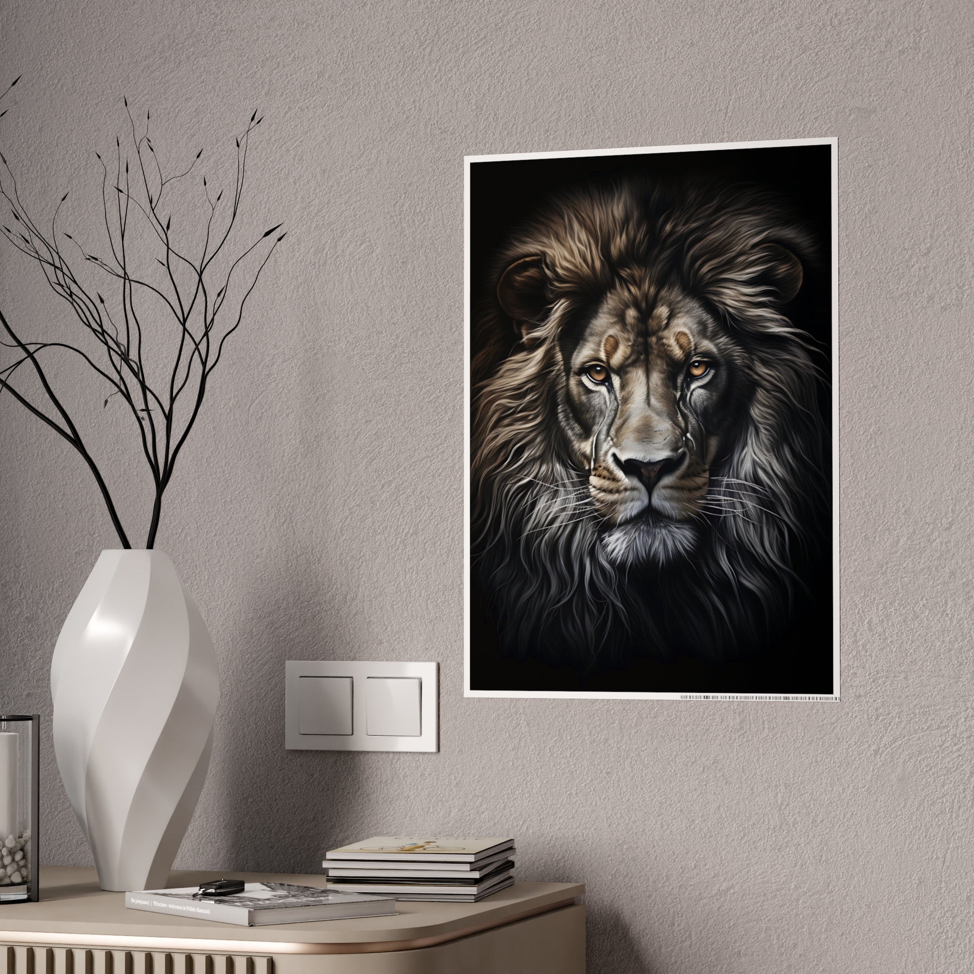 Lion Majestic Lion Wall Art, Animal Gloss Poster, Home Decor Gift for Wildlife Lovers, Office Wall Hanging - VYBE Shop