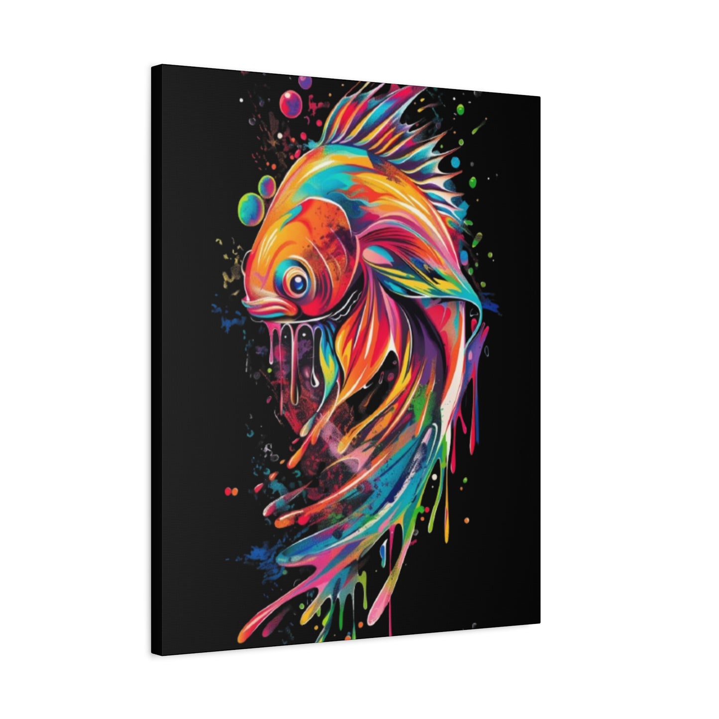 Neon Fish Canvas Art, Colorful Wall Decor, Artistic Home Accent, Gift for Fish Lovers, Unique Ocean Decor, Bright and Cheerful Wall Art - VYBE Shop