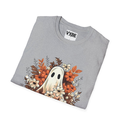 Fall- Ghost Unisex T-Shirt, Fall Apparel, Halloween Tee, Cute Pumpkin Shirt, Cozy Fall Fashion, Gift Idea for Halloween Lovers - VYBE Shop