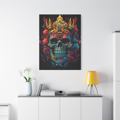 Vibrant Skull Canvas Art, Wall Decoration, Gothic Home Decor, Colorful Artwork, Unique Gift for Halloween, Artistic Wall Hanging - VYBE Shop