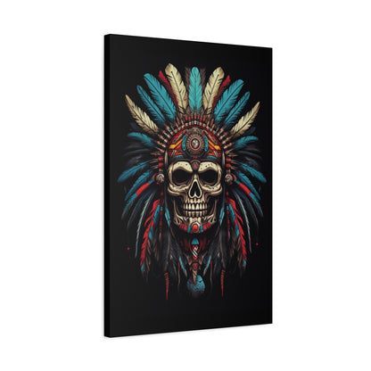 Bohemian Skull Canvas Art Print, Stretched Wall Decor, Unique Skull Artwork, Home Office Decoration, Ideal Gift for Art Lovers - VYBE Shop