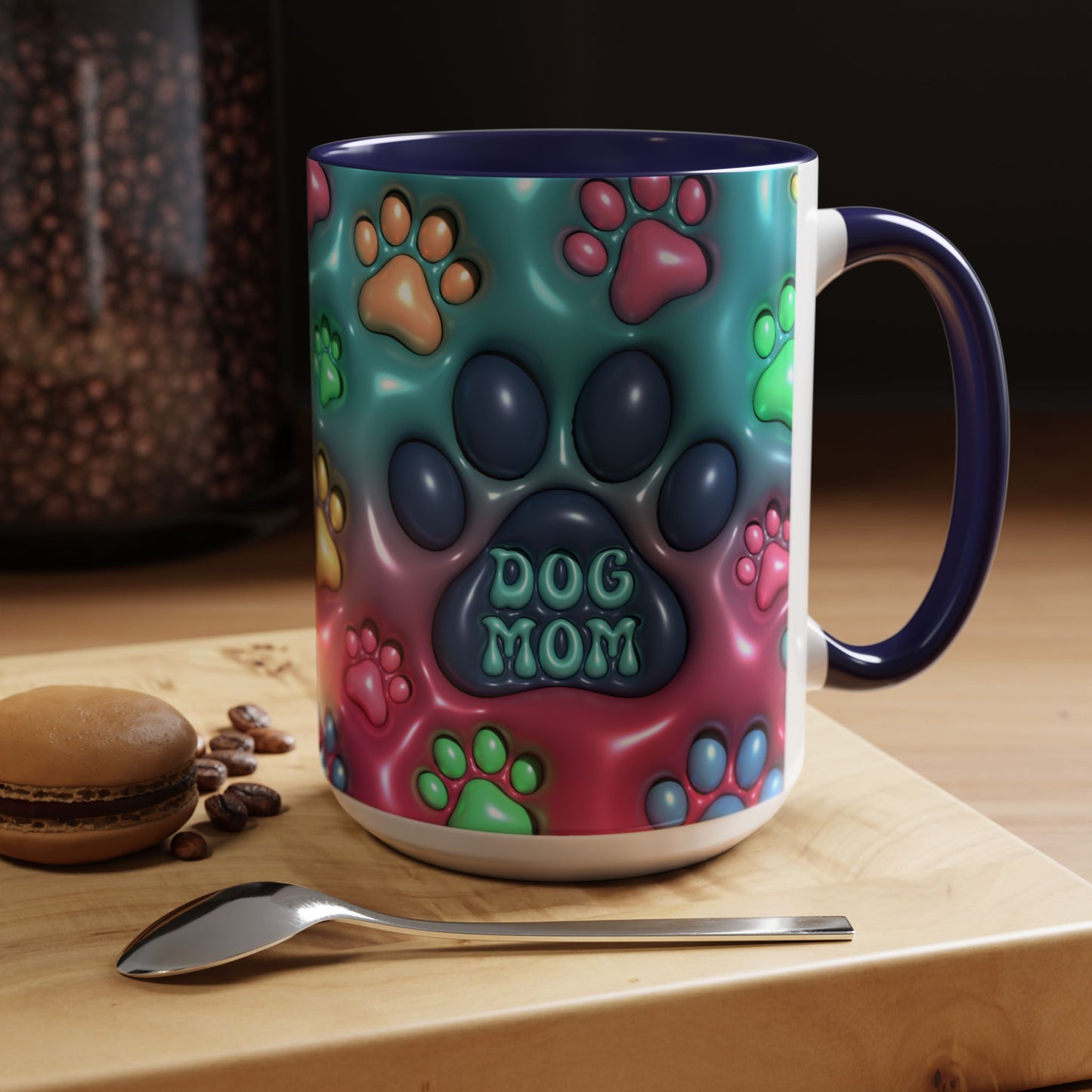 Colorful Dog Mom Coffee Mug, Inflated 3d Design, 11Oz or 15Oz - VYBE
