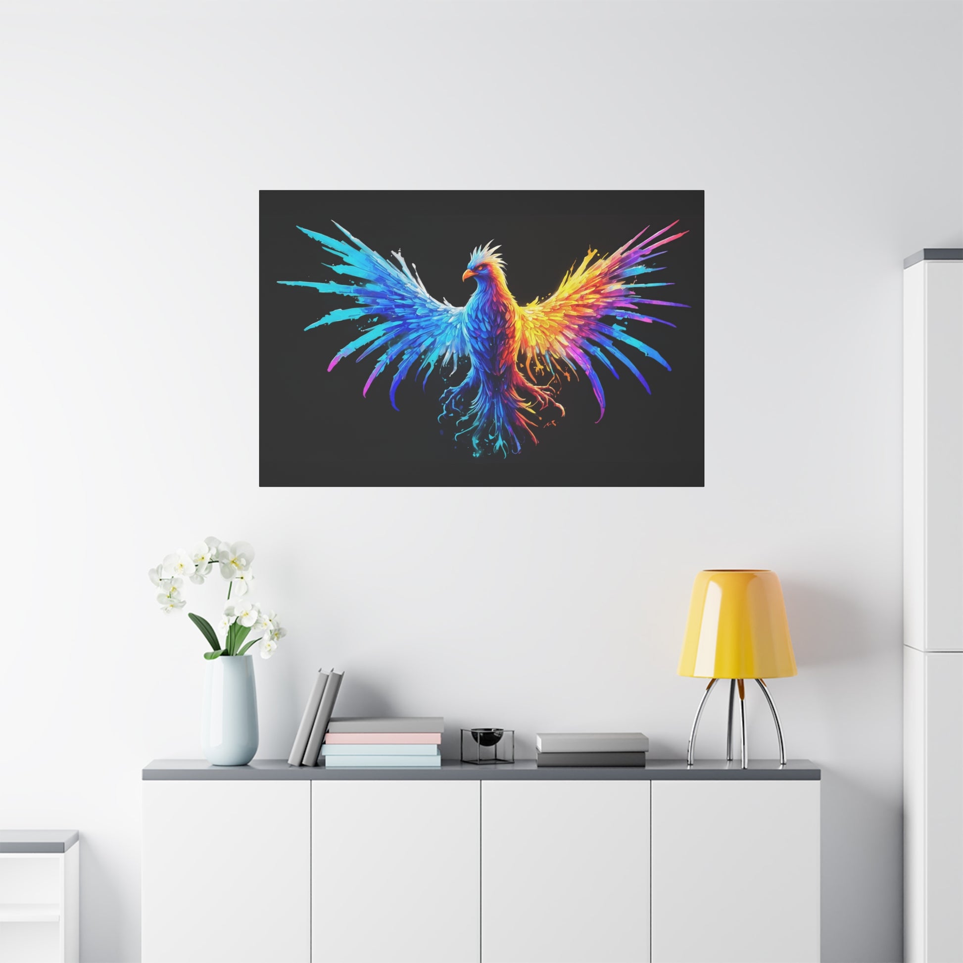 Neon Phoenix Canvas Wall Art | Colorful Home Decor, Inspirational Artwork, Gift for Art Lovers, Unique Wall Hanging - VYBE Shop