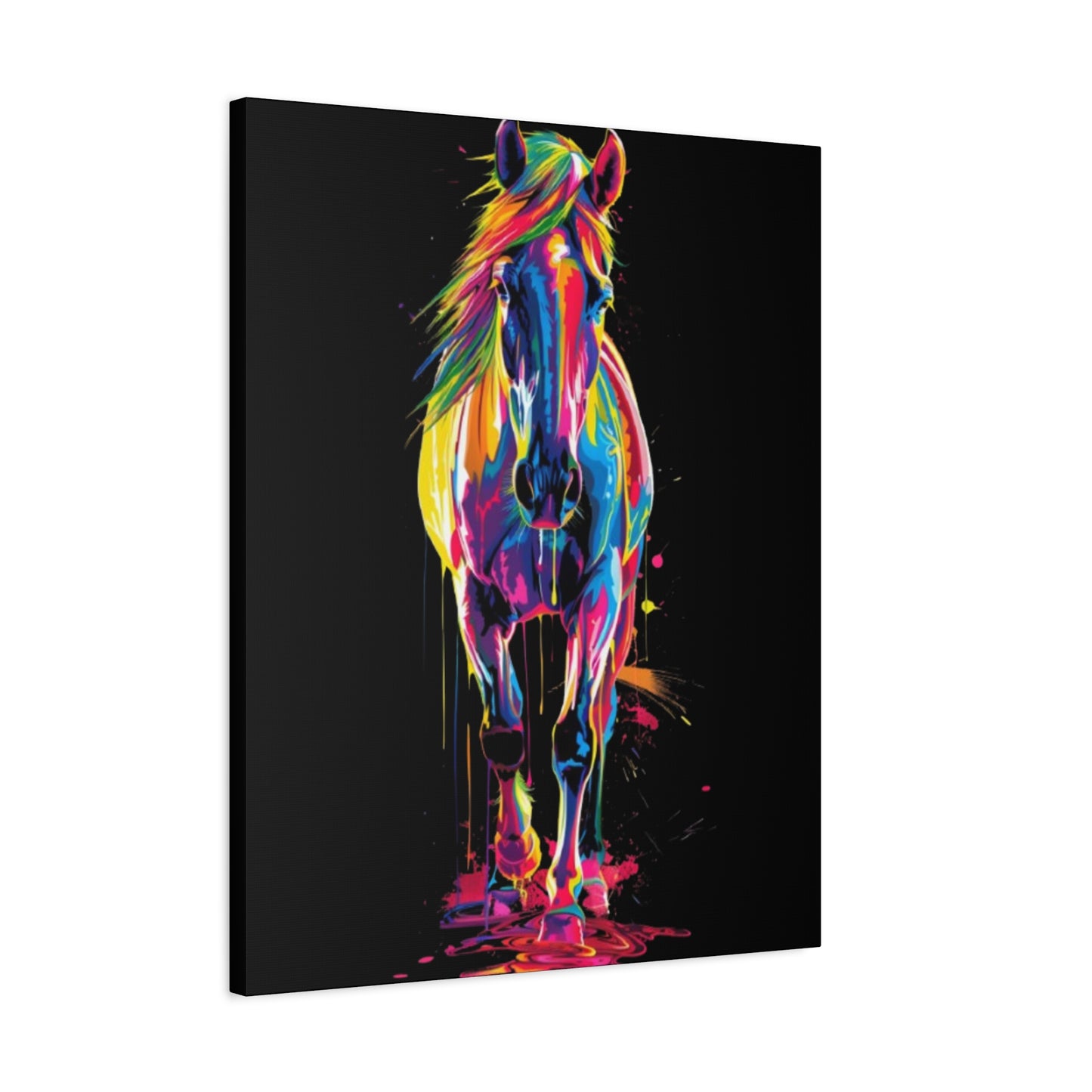 Neon Horse Canvas Art Print, Colorful Wall Decor for Animal Lovers, Horse Lover Gift, Equine Home Decor, Art for Kids Room - VYBE Shop