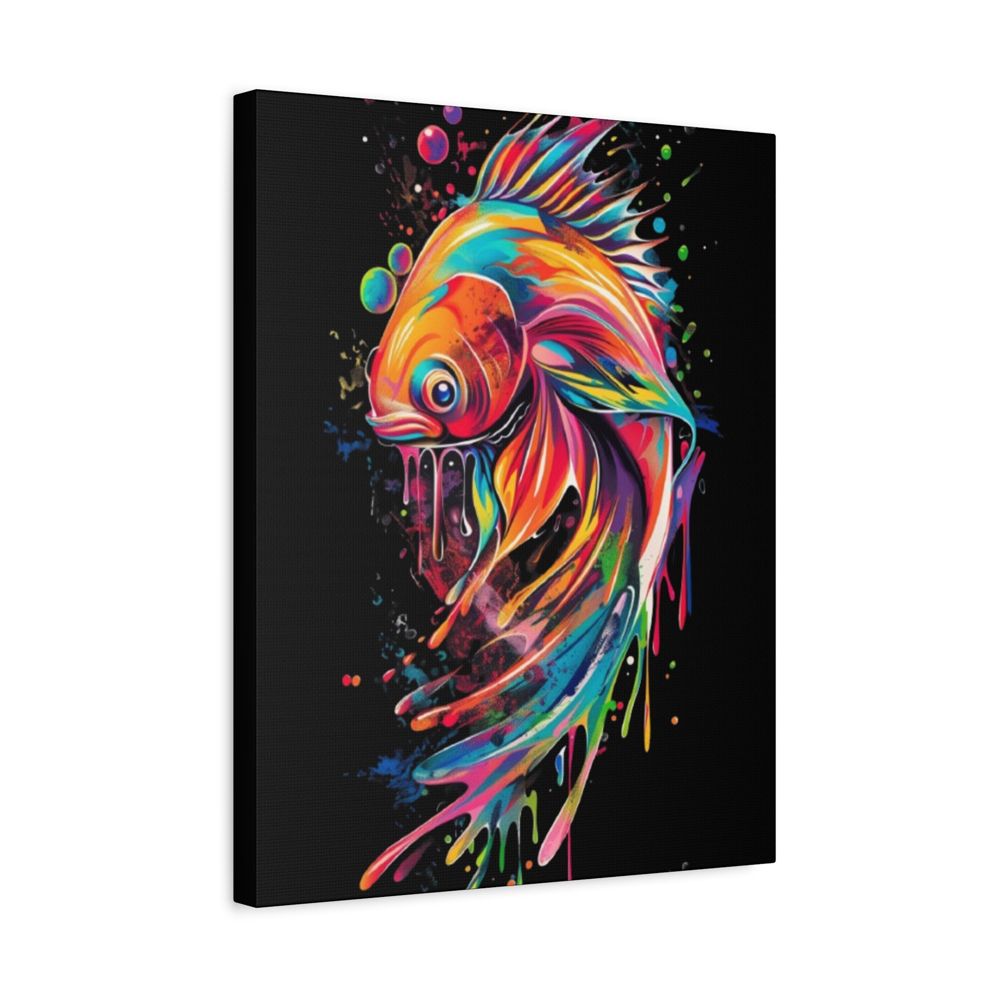 Neon Fish Canvas Art, Colorful Wall Decor, Artistic Home Accent, Gift for Fish Lovers, Unique Ocean Decor, Bright and Cheerful Wall Art - VYBE Shop