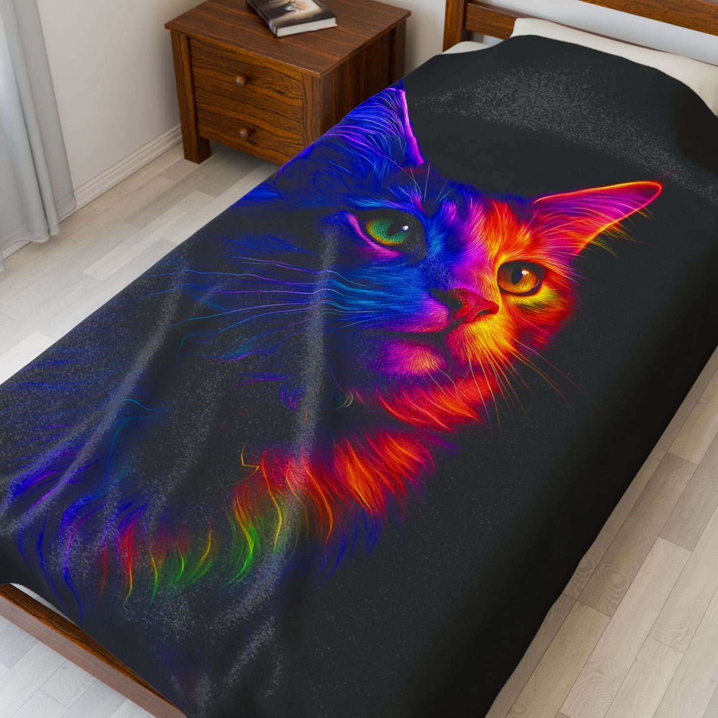 Neon Cat Velvet Blanket - VYBE Shop