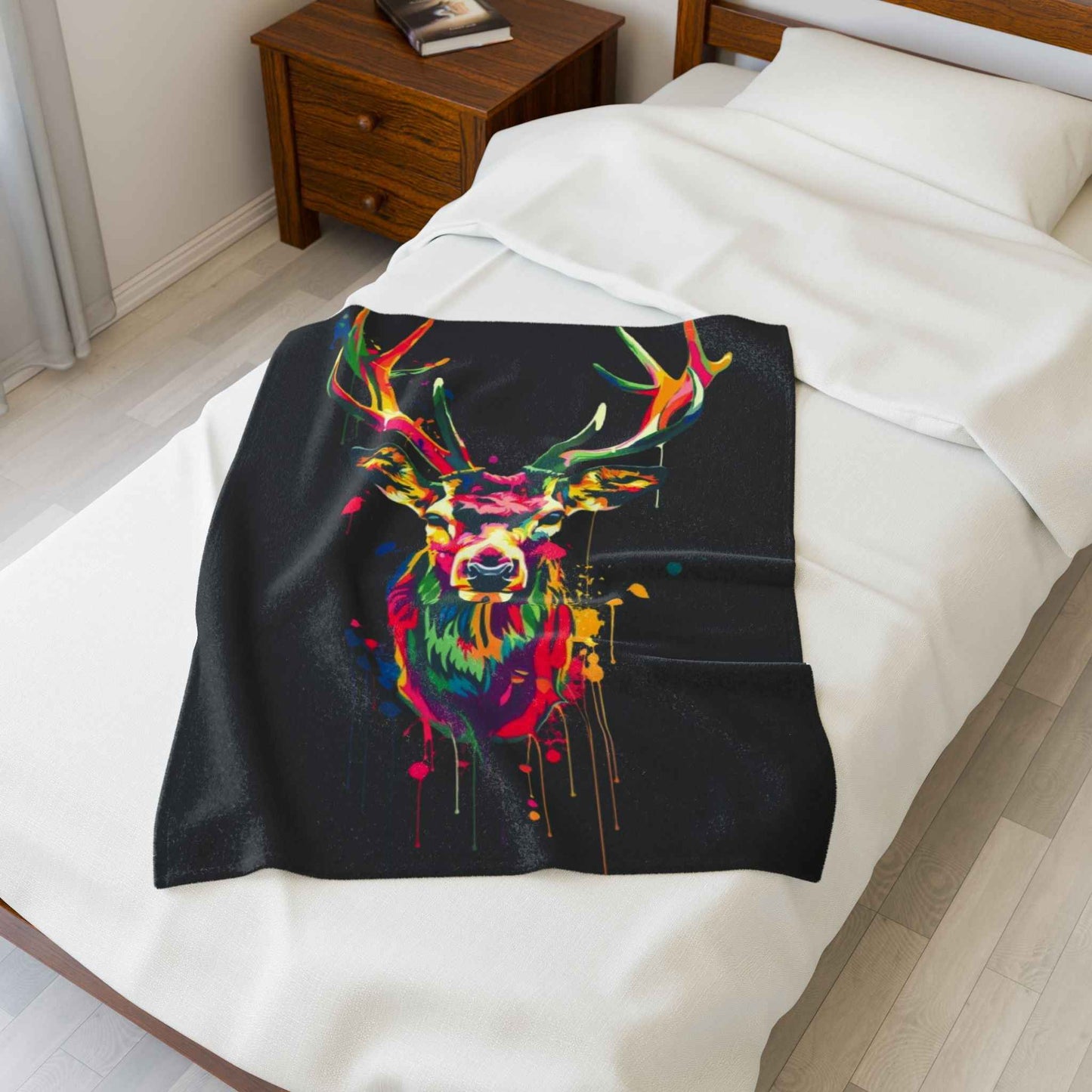Vibrant Deer Plush Blanket